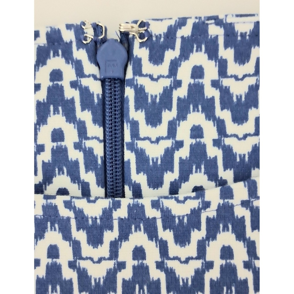 Talbots Dress Women's Size XS Petite Fit & Flare Blue Geometric Sleeveless Zip - Picture 4 of 8